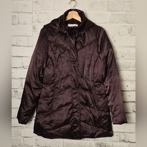Ricki’s Maroon Down Puffer Coat M Hooded Longline Warm Winter Jacket